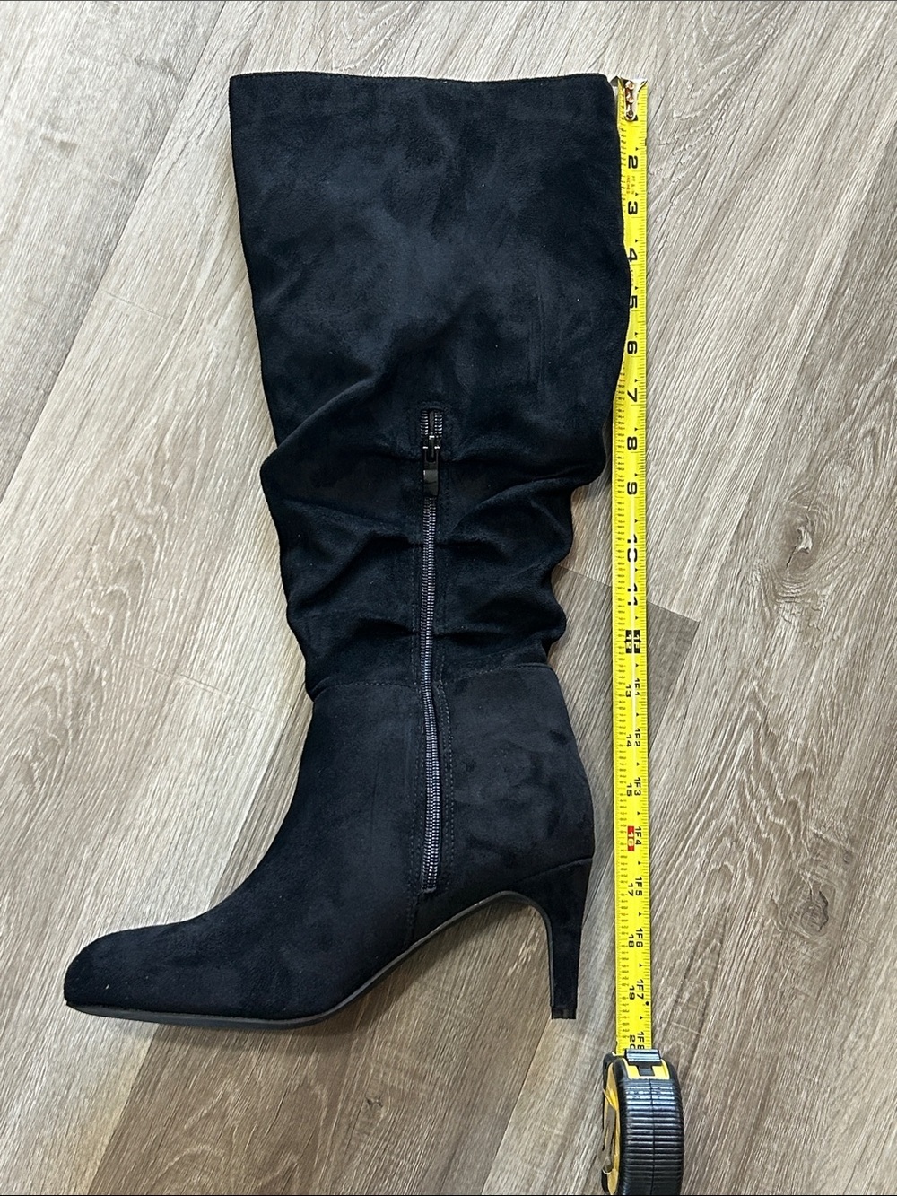 NWOT Black Suede Slouchy Knee High Boots Kitten Heel Size 9 - Picture 9 of 9